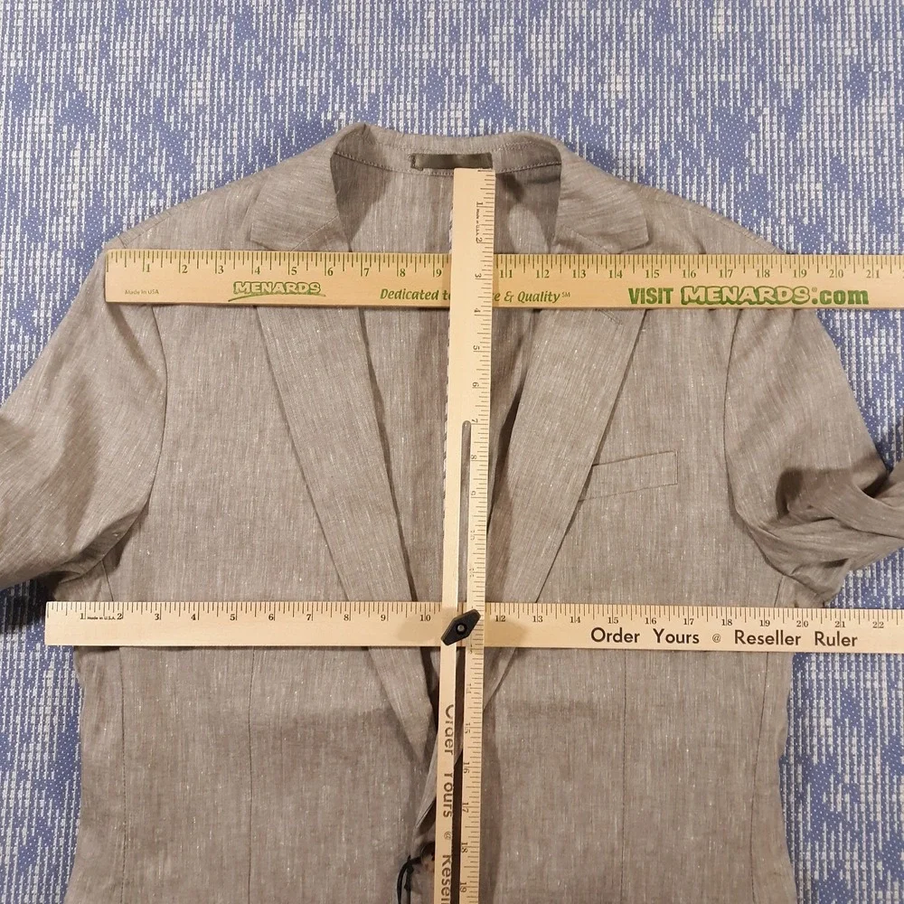 American Tall Linen Blend Blazer Jacket Mens 40 Tall Beige Unstructured NEW